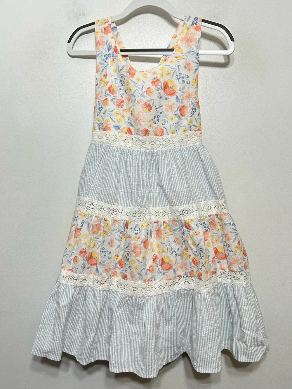 Tommy Bahama Floral Ruffle Tiered Crossback Sundress Girls Size 8